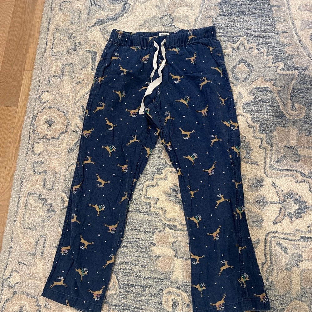 J. Crew Navy Pajama Pants with Reindeer Print